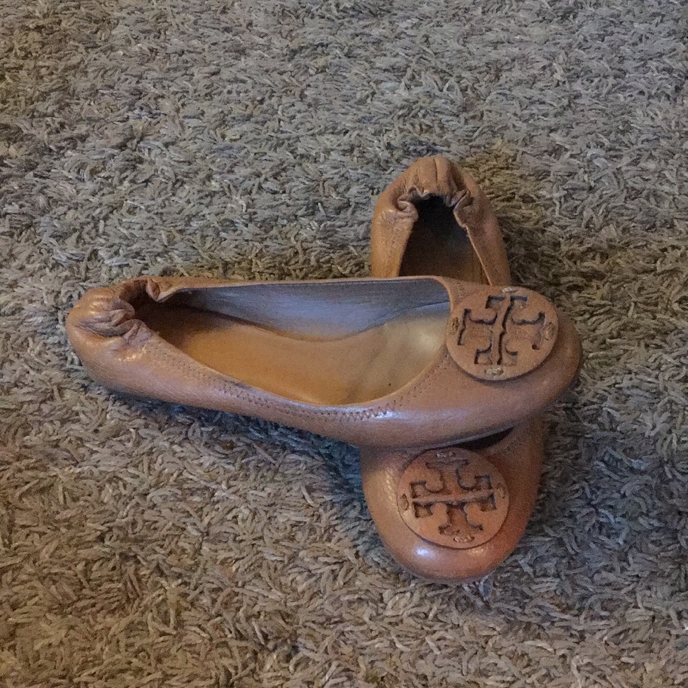 Brown leather flats